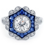 Load image into Gallery viewer, Art Deco Diamond &amp; Sapphire Semi-mount
