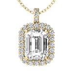 Load image into Gallery viewer, Lab Grown Rectangle Shape Halo Diamond Necklace
