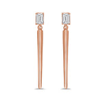 Load image into Gallery viewer, Amber Dangling Emerald Shape Diamond Earrings
