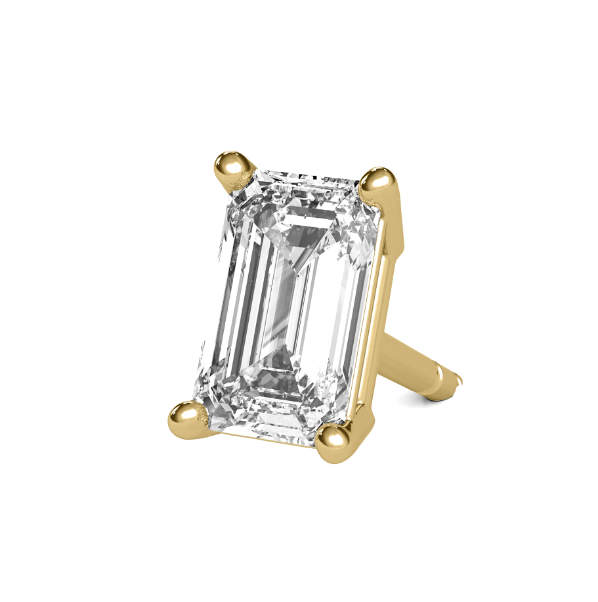Emerald cut lab grown diamond four prong basket studs