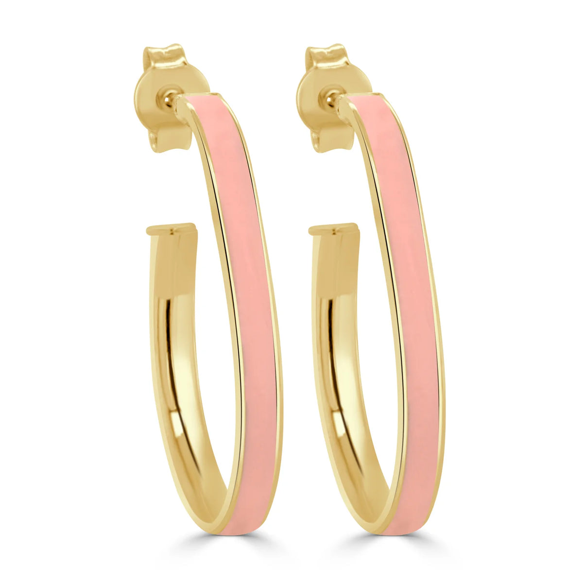 Enamel tiffany pink tear drop hoops