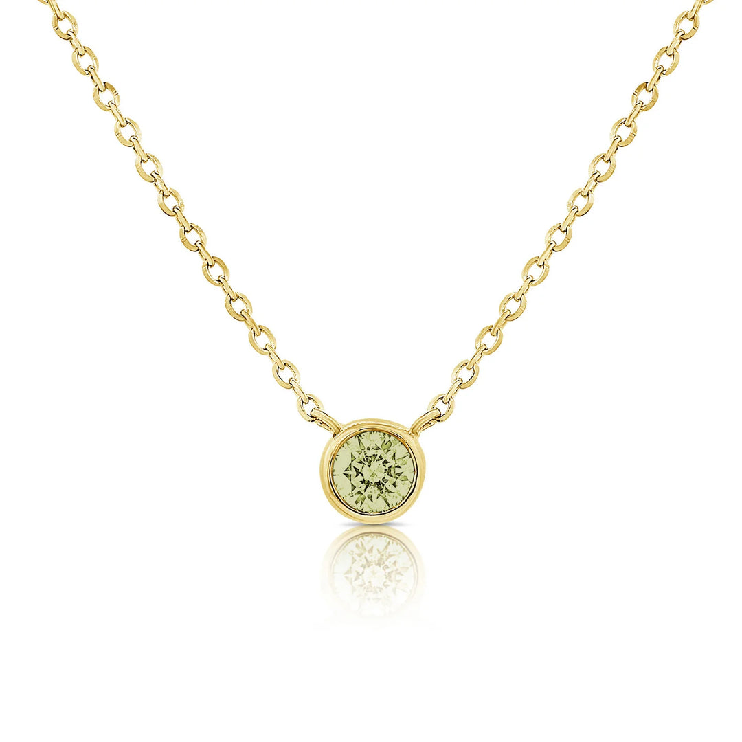 Green Birthstone Peridot Bezel Necklace