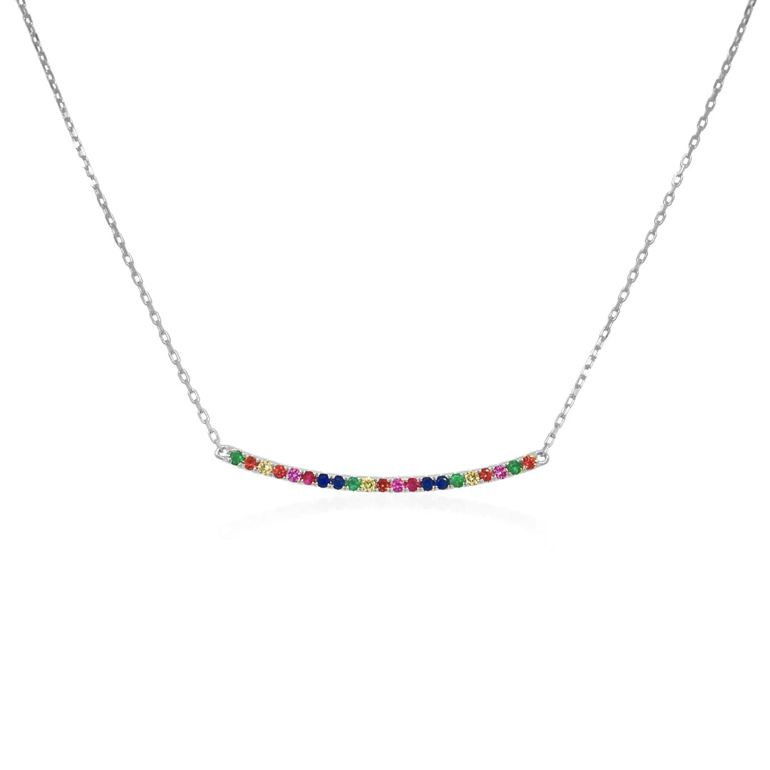 Rainbow Sapphire Bar Necklace