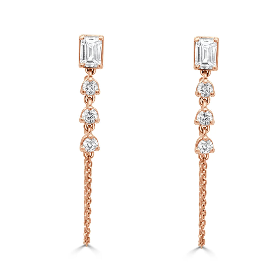 Lille Emerald & Round Diamond Earrings