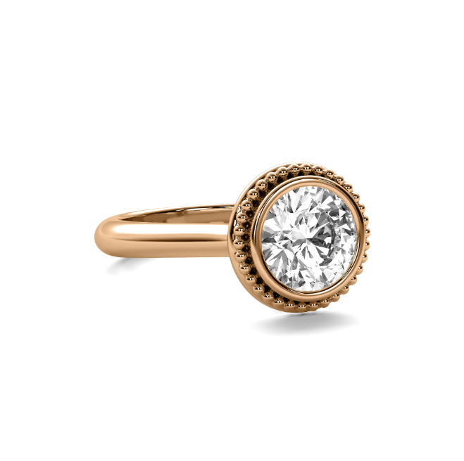 Vintage Inspired Beaded Bezel Solitaire Semi Mount