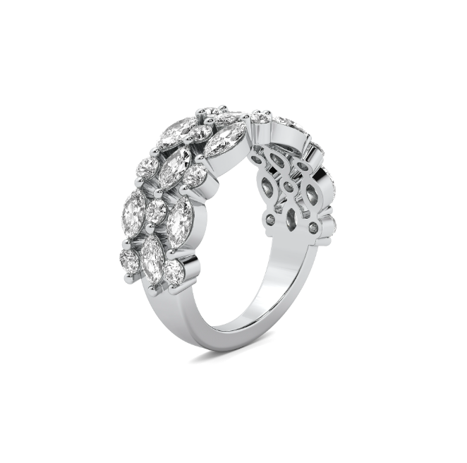 Lab Grown Mixed Shape Three Row Diamond Ring