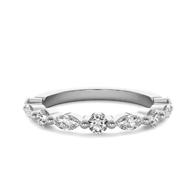 Round & Marquise Diamond Wedding Band