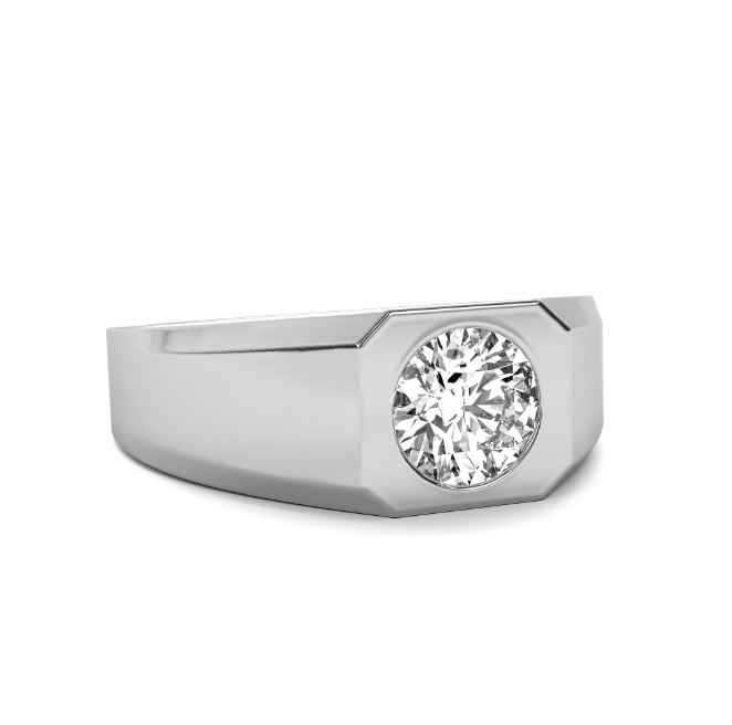 Lab Grown Round Signet Men's Band