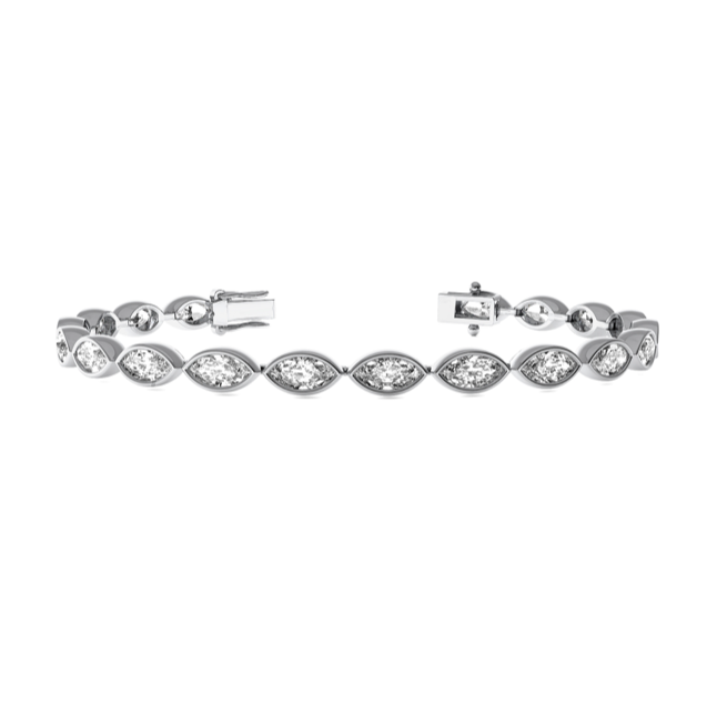 Boca East West Marquise Diamond  Bezel Tennis Bracelet
