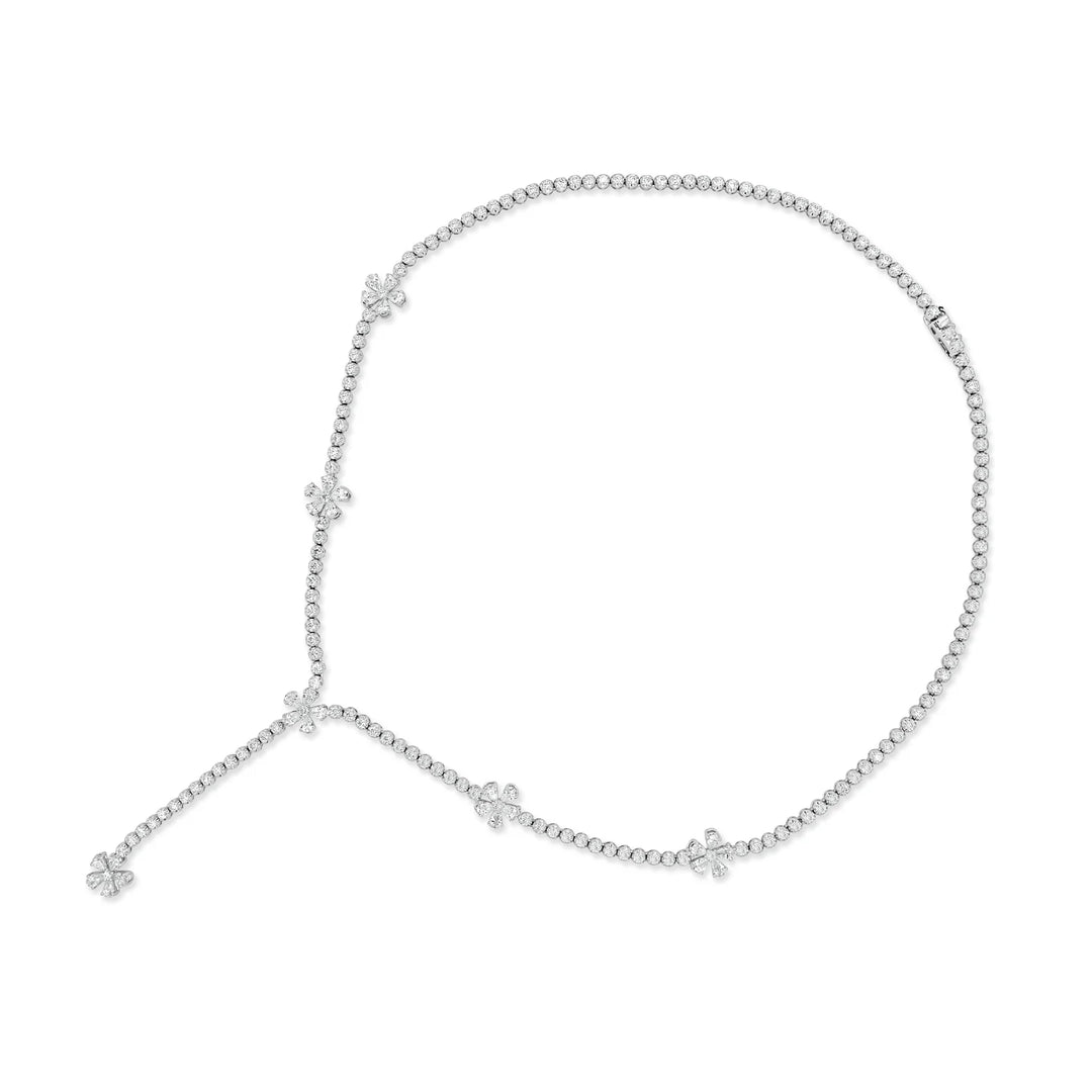 Josie Diamond Flower Lariat Necklace
