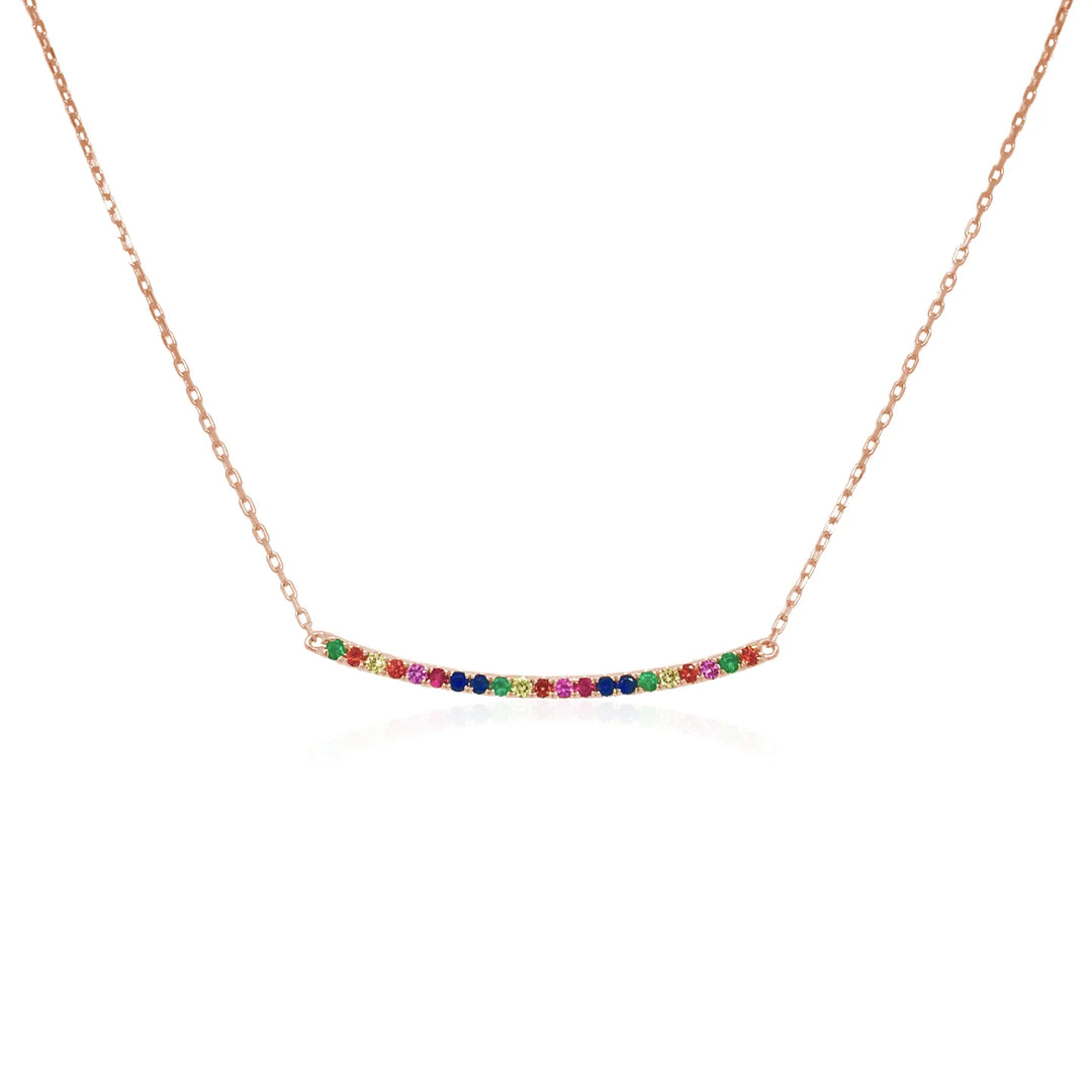 Rainbow Sapphire Bar Necklace