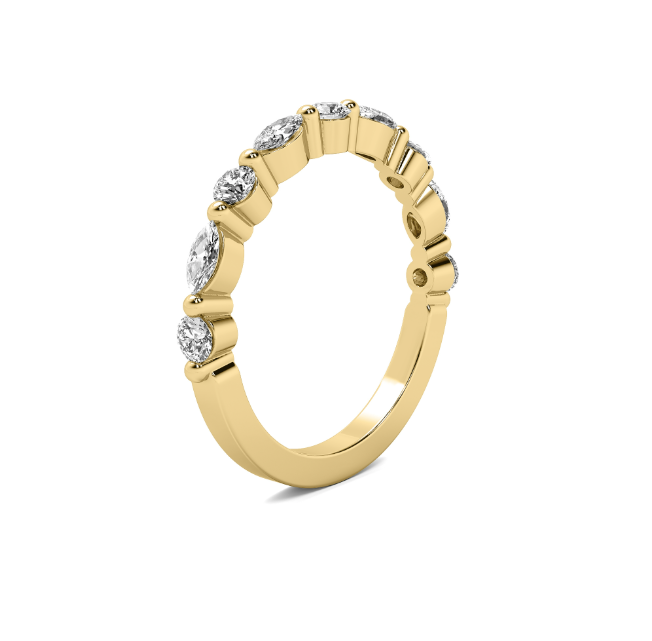 Round & Marquise Diamond Wedding Band