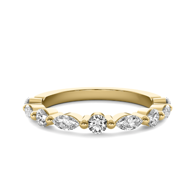 Round & Marquise Diamond Wedding Band