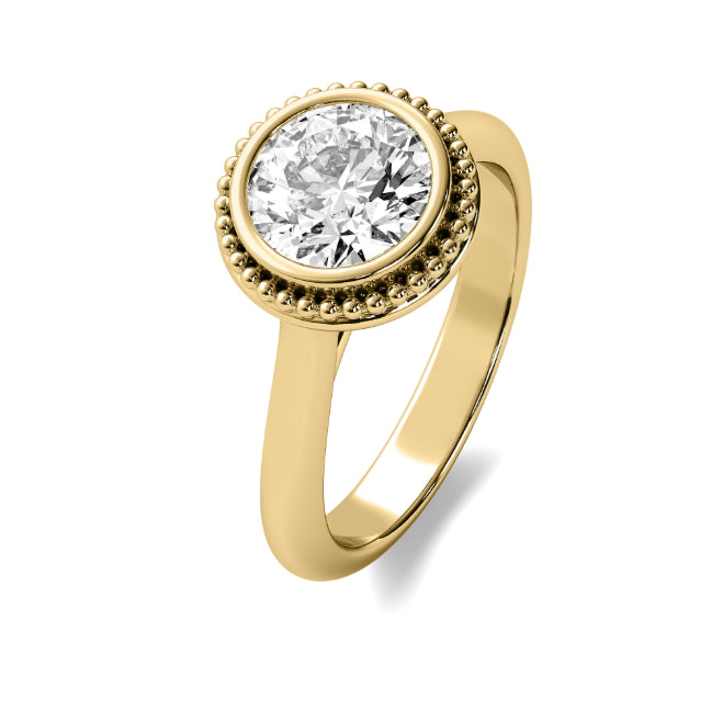 Vintage Inspired Beaded Bezel Solitaire Semi Mount