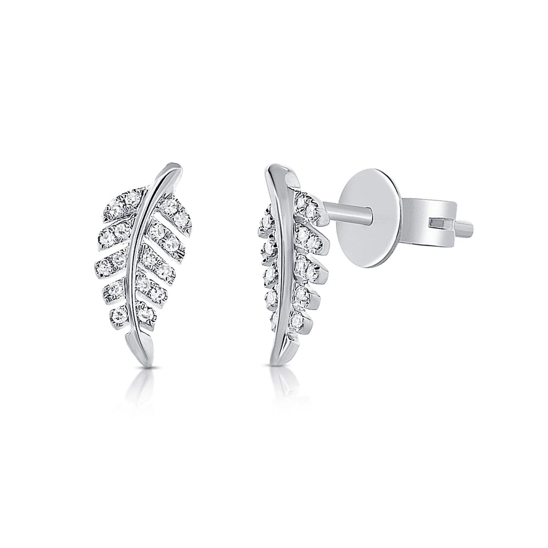 Petite Feather Diamond Stud Earrings