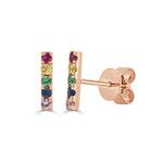 Load image into Gallery viewer, Rainbow Sapphire Bar Earrings
