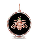Load image into Gallery viewer, Black Agate &amp; Diamond Dragon Fly Disc Charm
