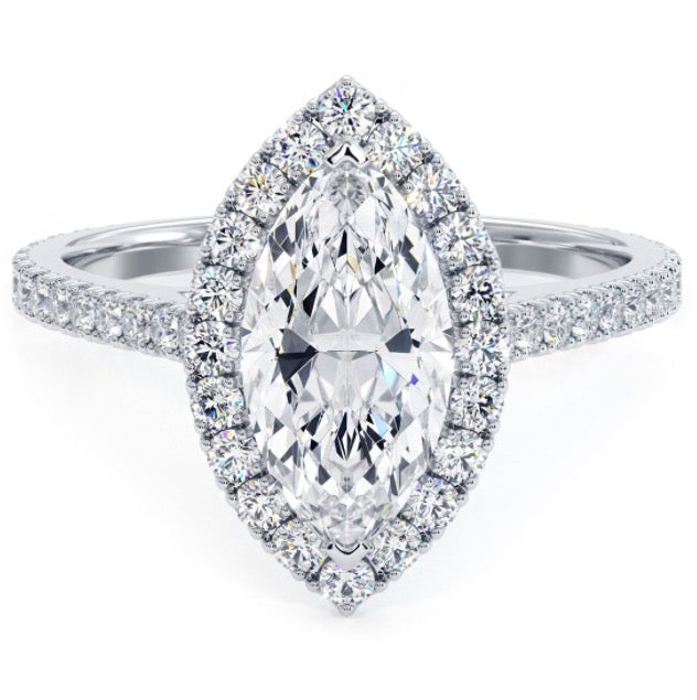 Marquise shape micropave halo semi mount