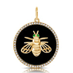 Load image into Gallery viewer, Black Agate &amp; Diamond Dragon Fly Disc Charm

