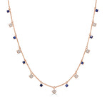 Load image into Gallery viewer, Square Diamond &amp; Sapphire Sprinkle Necklace

