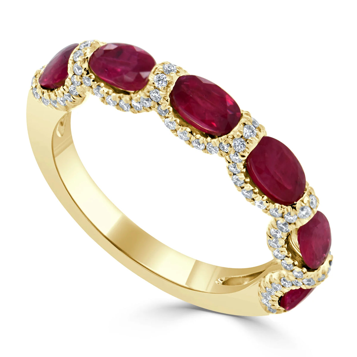 West oval ruby & diamond halo ring