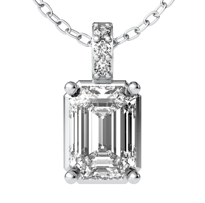Lab Grown Emerald Solitaire Diamond Necklace