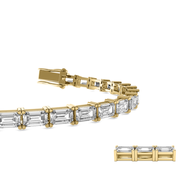 Lab Grown Diamond East West Emerald Cut Tennis Bracelet