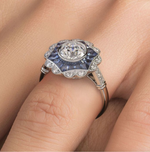 Load image into Gallery viewer, Art Deco Diamond &amp; Sapphire Semi-mount
