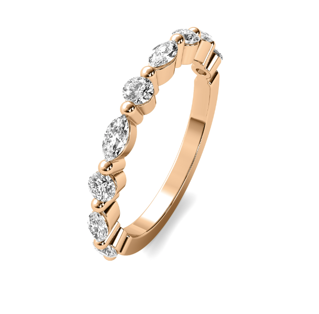 Round & Marquise Diamond Wedding Band