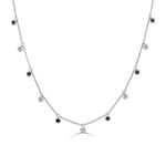 Load image into Gallery viewer, Diamond &amp; Sapphire Bezel Design Dangling Necklace
