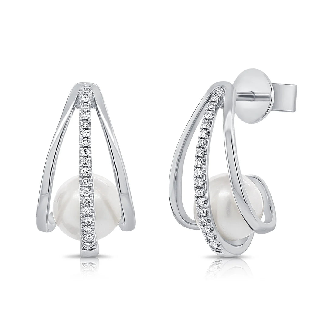 Coastal Diamond & Pearl Earrings