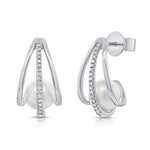 Load image into Gallery viewer, Coastal Diamond &amp; Pearl Earrings
