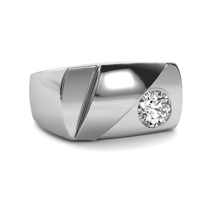 Lab Grown Round Signet Men's Band