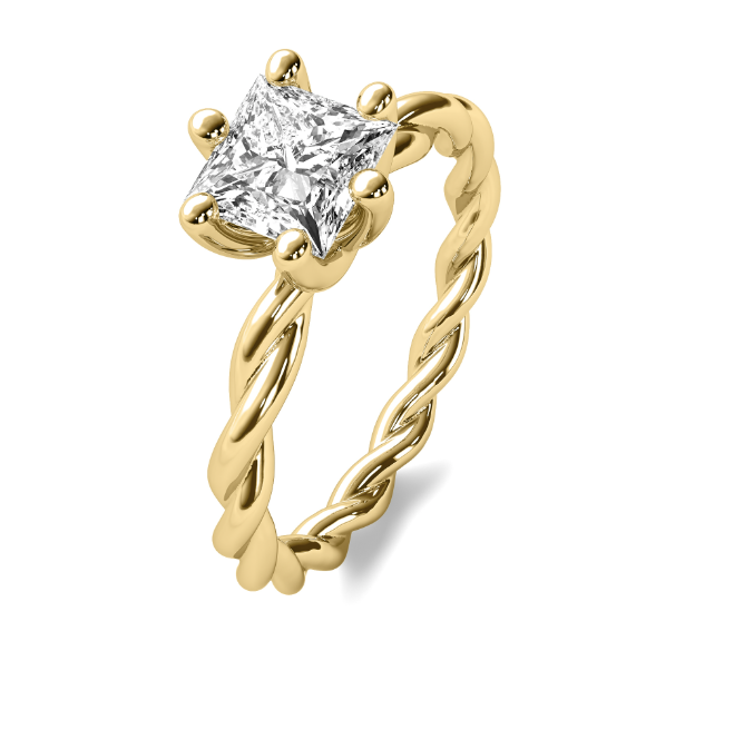 Compass Prong Princess Cut Rope Band Solitaire Semi Mount
