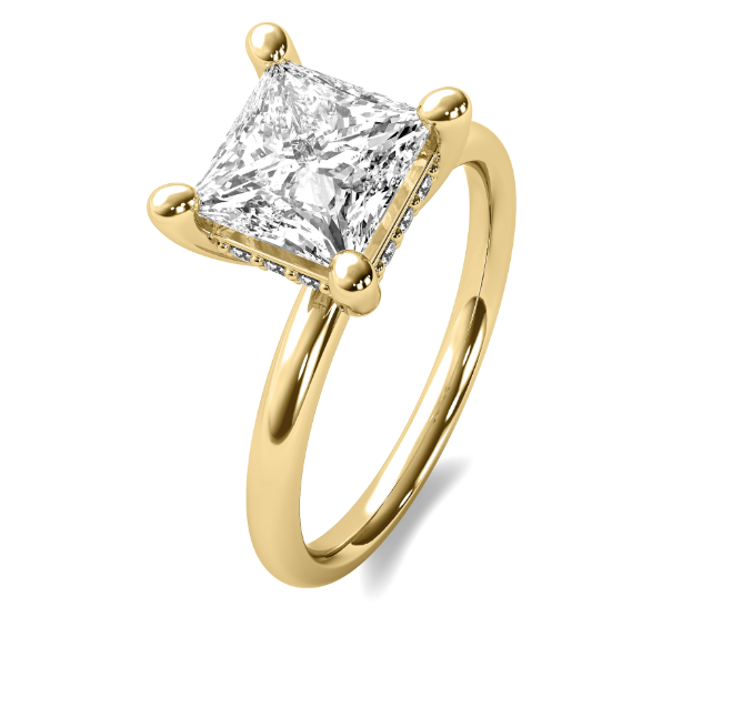 Dainty Princess Cut Diamond Semi Mount