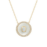 Load image into Gallery viewer, Mother Of Pearl &amp; Diamond Medallion Necklace
