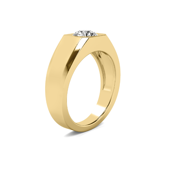 Lab Grown Round Signet Men's Band