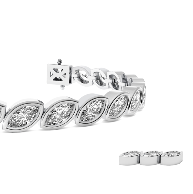 Lab Grown Diamond Marquise Bezel Tennis Bracelet