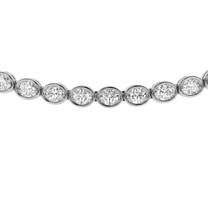 MIAMI Oval East West DIAMOND Bezel Tennis Necklace