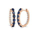 Load image into Gallery viewer, Oval Blue Sapphire &amp; Diamond Hoop Earrings
