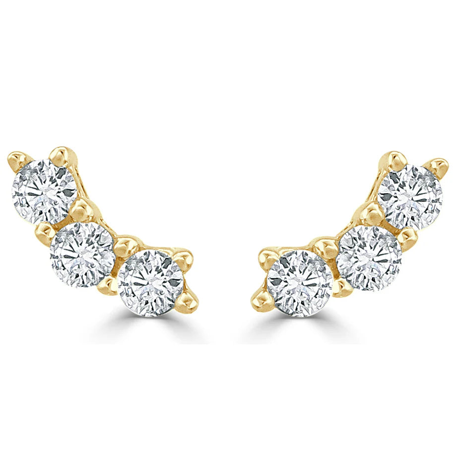 Petite Three Stone Diamond Earrings