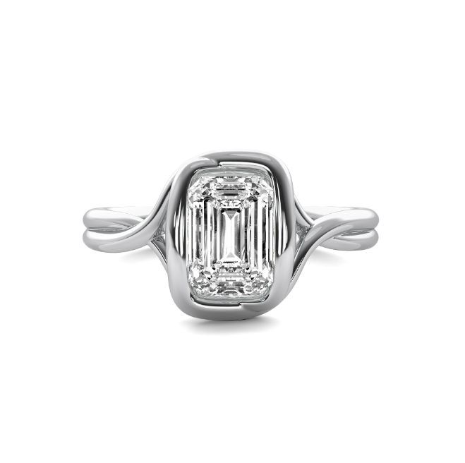 Ava Wrap Bezel Emerald Cut Solitaire Semi Mount