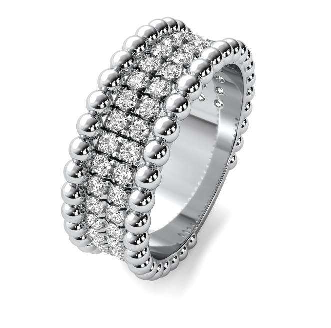 Bold Beaded Diamond Ring