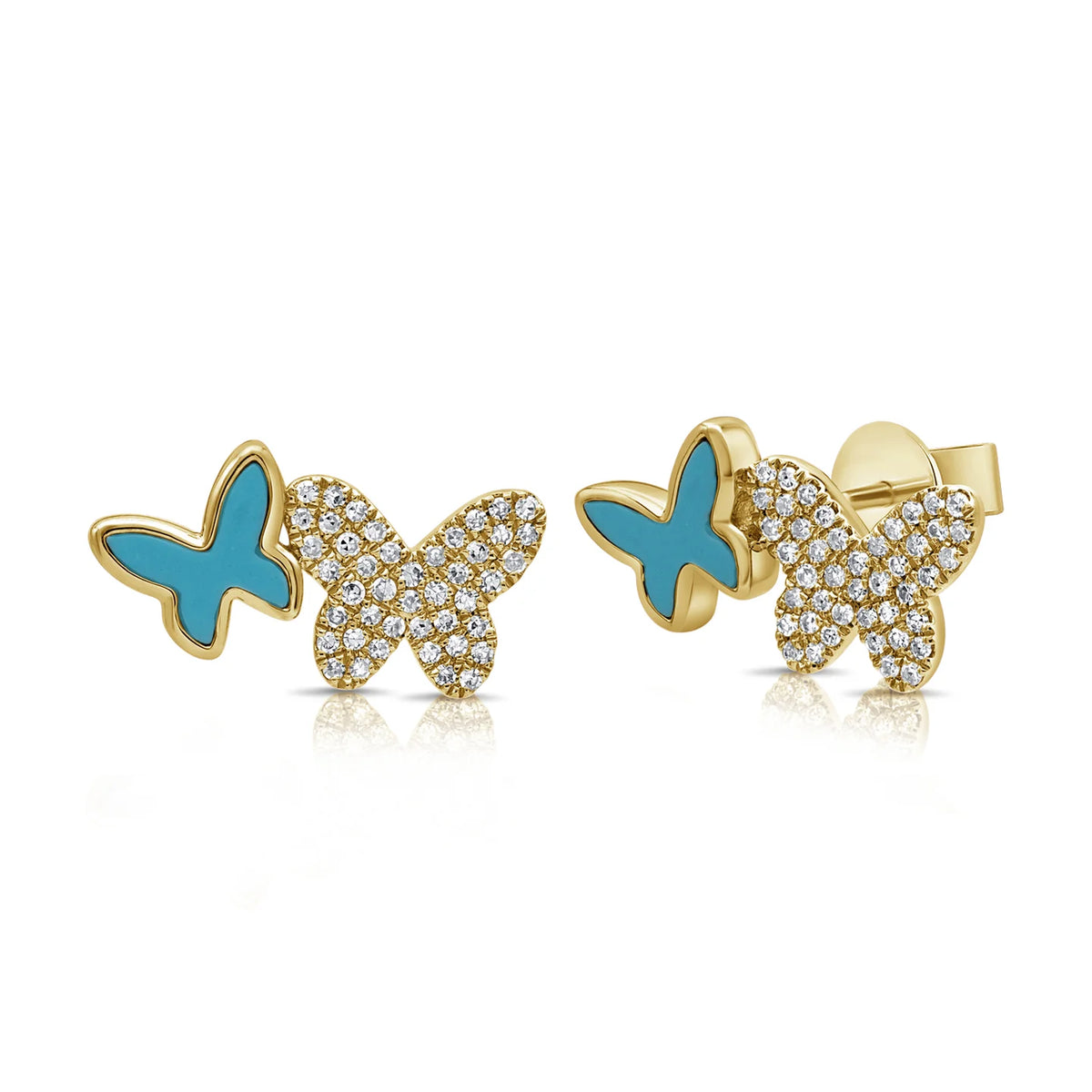 Diamond blue morpho butterfly earrings