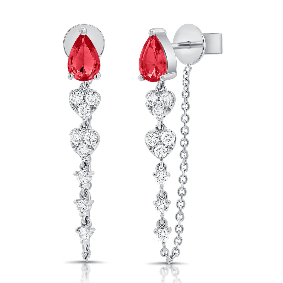 Dorothy Ruby & Diamond Dangle Earrings
