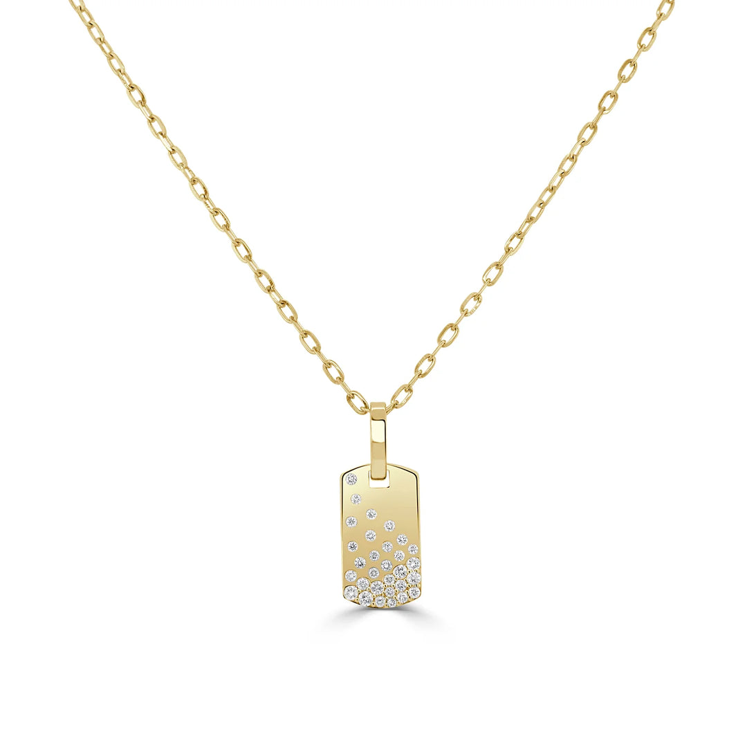 Diamond Sprinkle Dog Tag Necklace