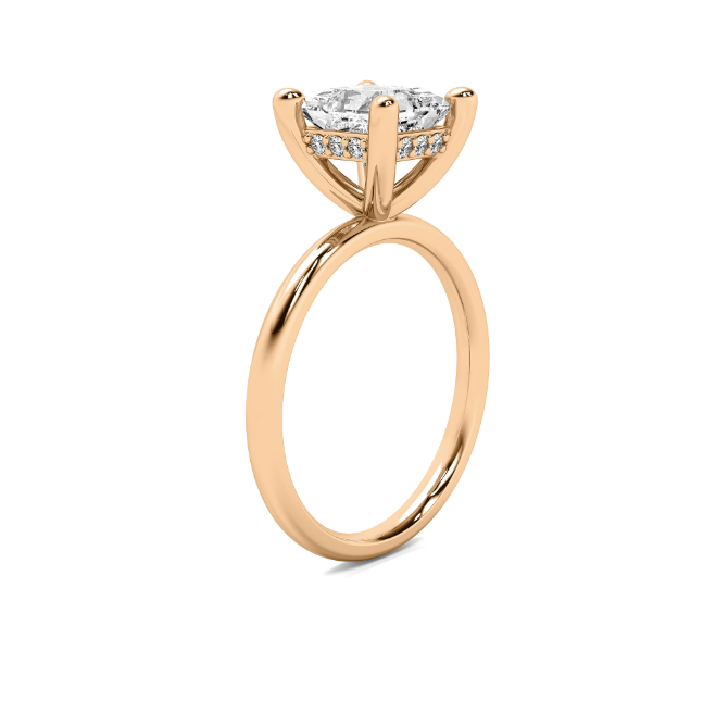 Dainty Princess Cut Diamond Semi Mount