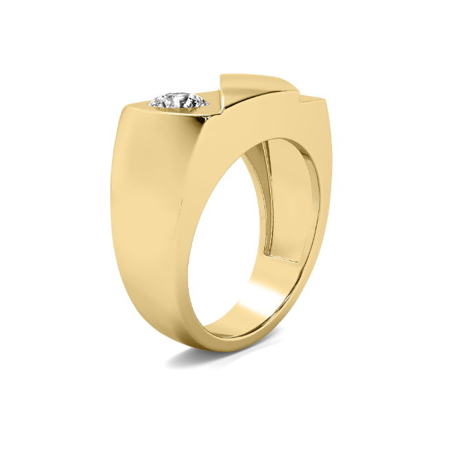 Lab Grown Round Signet Men's Band