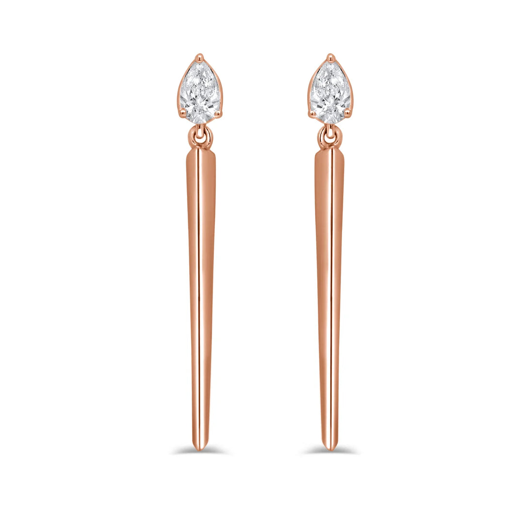 Amber Dangling Pear Shape Diamond Earrings