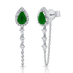 Load image into Gallery viewer, Saba Emerald &amp; Diamond Dangle Earrings
